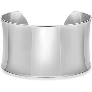 7-inch Wide Open Cuff Bangle Bracelet for Women in Stainless Steel with Satin Fi